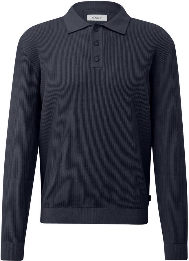 S.Oliver katoenen regular fit gebreide trui blauwzwart