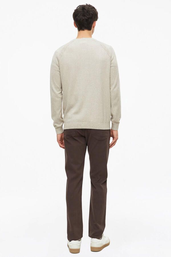 S.Oliver katoenen regular fit gemêleerde gebreide trui beige - Foto 2