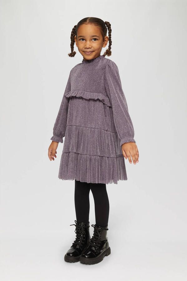 S.Oliver RED LABEL Loose fit mesh jurk met effectgaren en ondoorzichtige onderjurk