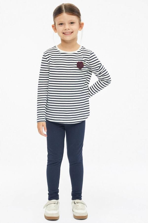 S.Oliver legging donkerblauw Meisjes Katoen Effen glitter - Foto 2