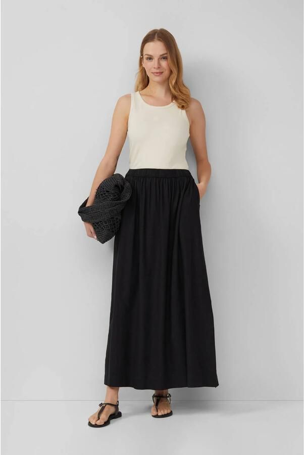 S.Oliver linnen midi rok zwart