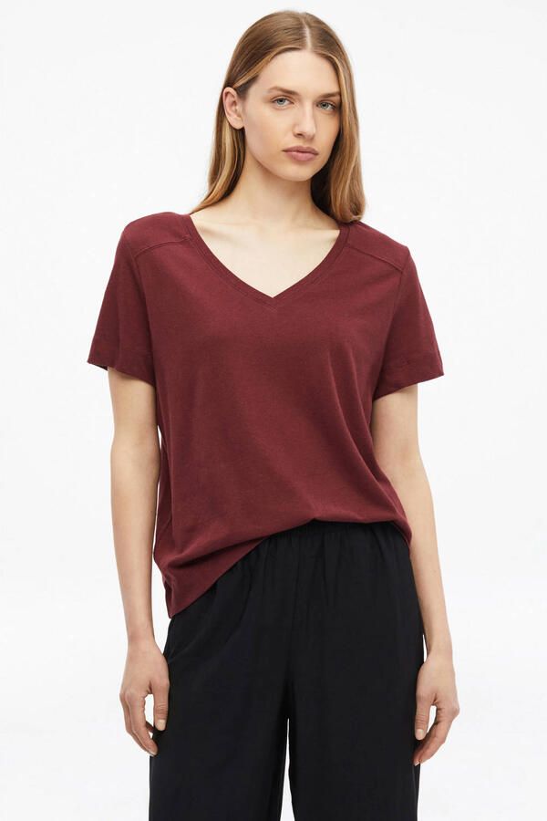 S.Oliver linnen regular fit top donkerrood