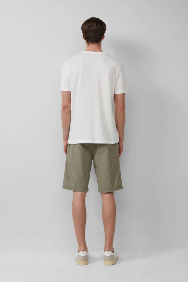 S.Oliver linnen relaxed bermuda short donkergroen