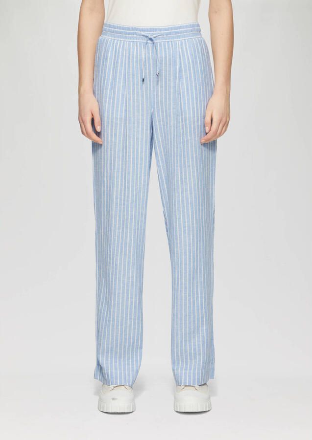 S.Oliver linnen straight high waist broek blauw