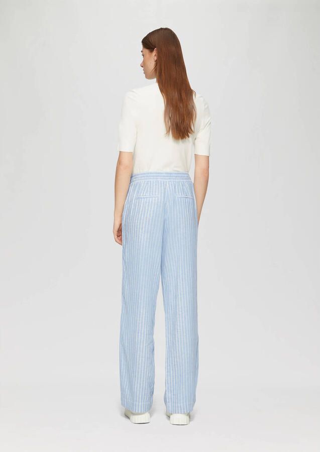S.Oliver linnen straight high waist broek blauw - Foto 2
