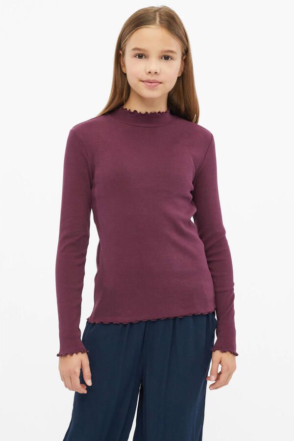 S.Oliver longsleeve bordeauxrood Meisjes Katoen Opstaande kraag Effen - Foto 3