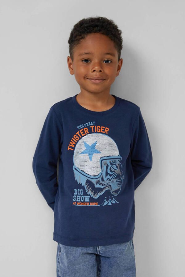 S.Oliver RED LABEL Junior Shirt met lange mouwen met print en omkeerbare pailletten voor kids - Foto 2