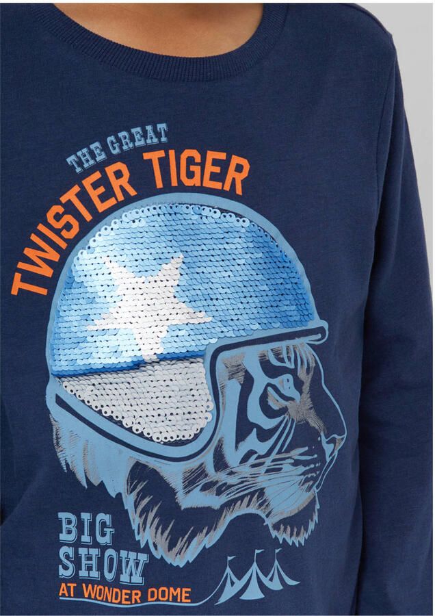 S.Oliver RED LABEL Junior Shirt met lange mouwen met print en omkeerbare pailletten voor kids