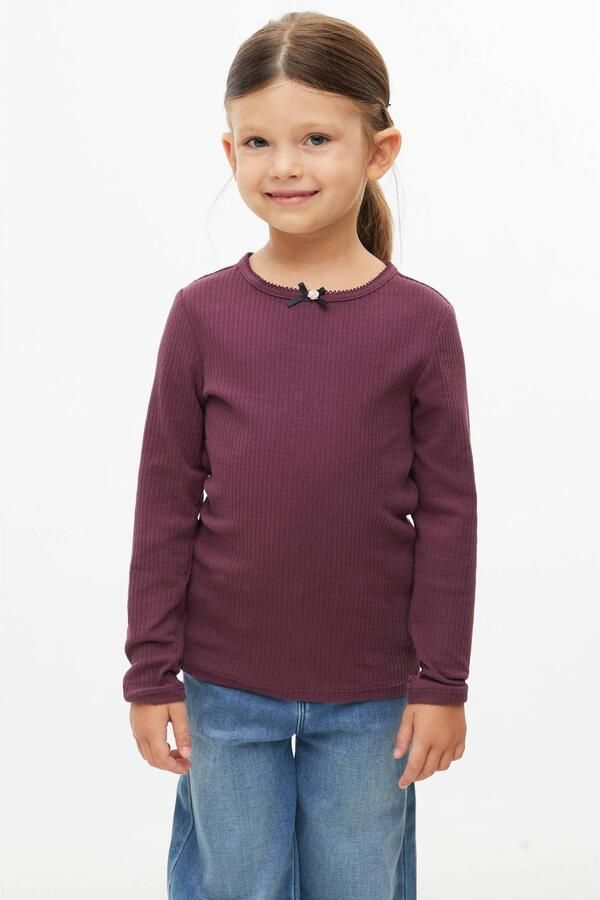 S.Oliver longsleeve donkerrood Meisjes Katoen Ronde hals Effen