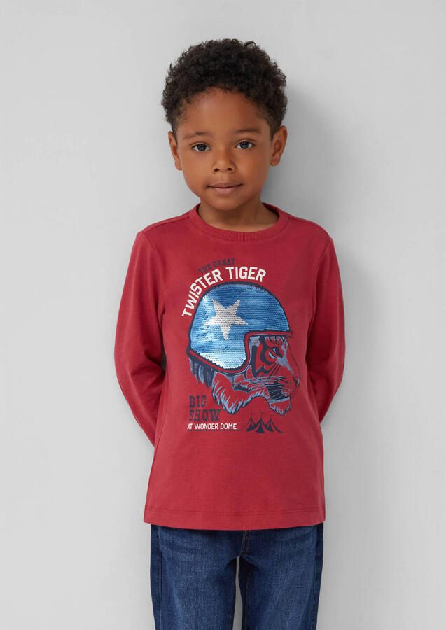S.Oliver RED LABEL Junior Shirt met lange mouwen met print en omkeerbare pailletten voor kids