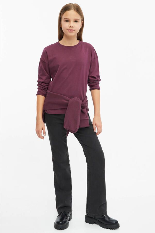 S.Oliver longsleeve met backprint aubergine Paars Meisjes Katoen Ronde hals