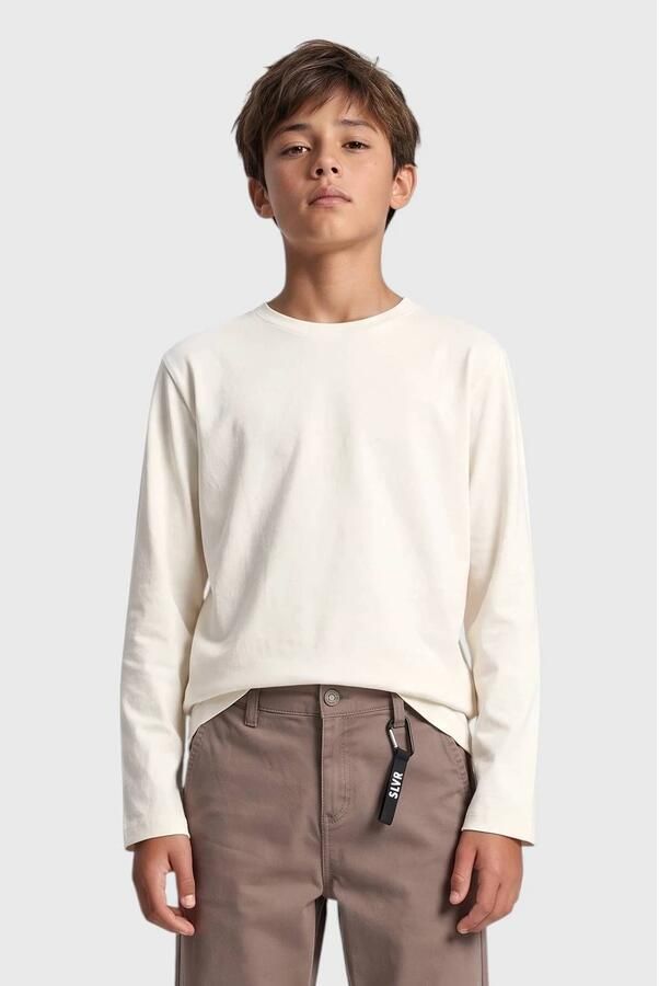S.Oliver longsleeve met backprint beige Jongens Katoen Ronde hals Backprint