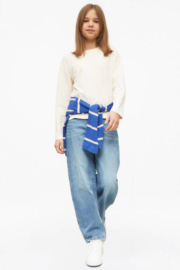 S.Oliver longsleeve met backprint ecru Meisjes Katoen Ronde hals Backprint