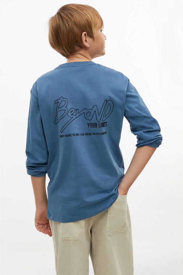 S.Oliver longsleeve met backprint grijsblauw Jongens Katoen Ronde hals - Foto 3