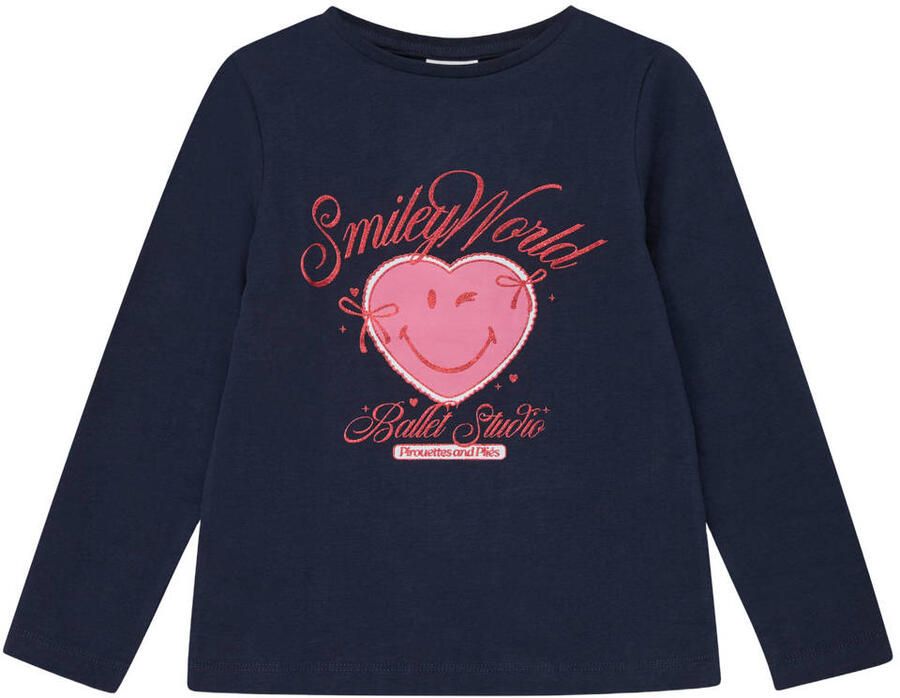 S.Oliver longsleeve met glitters en print donkerblauw