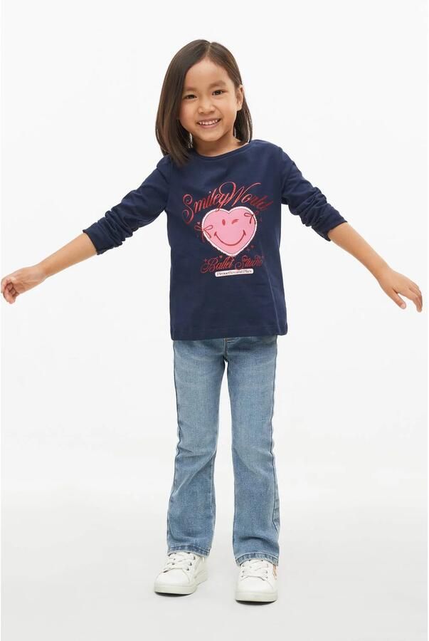 S.Oliver longsleeve met glitters en print donkerblauw Meisjes Katoen Ronde hals - Foto 2