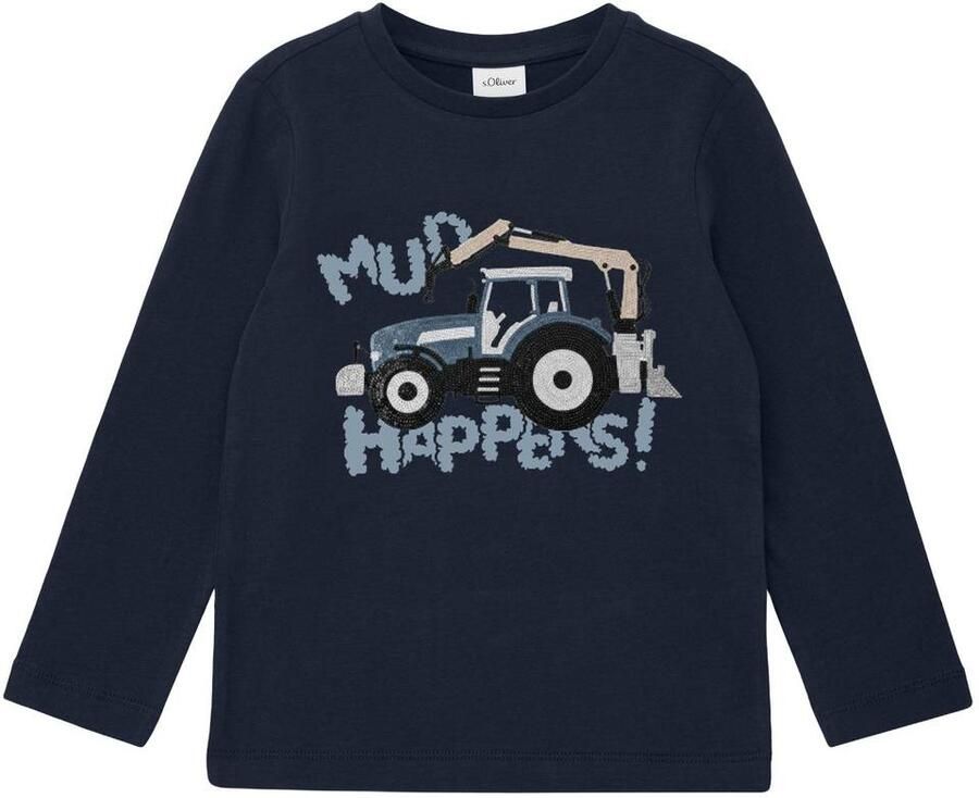S.Oliver longsleeve met pailletten donkerblauw