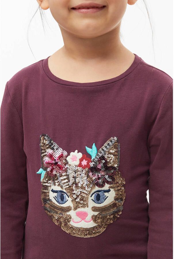 S.Oliver longsleeve met pailletten en print donkerrood - Foto 2