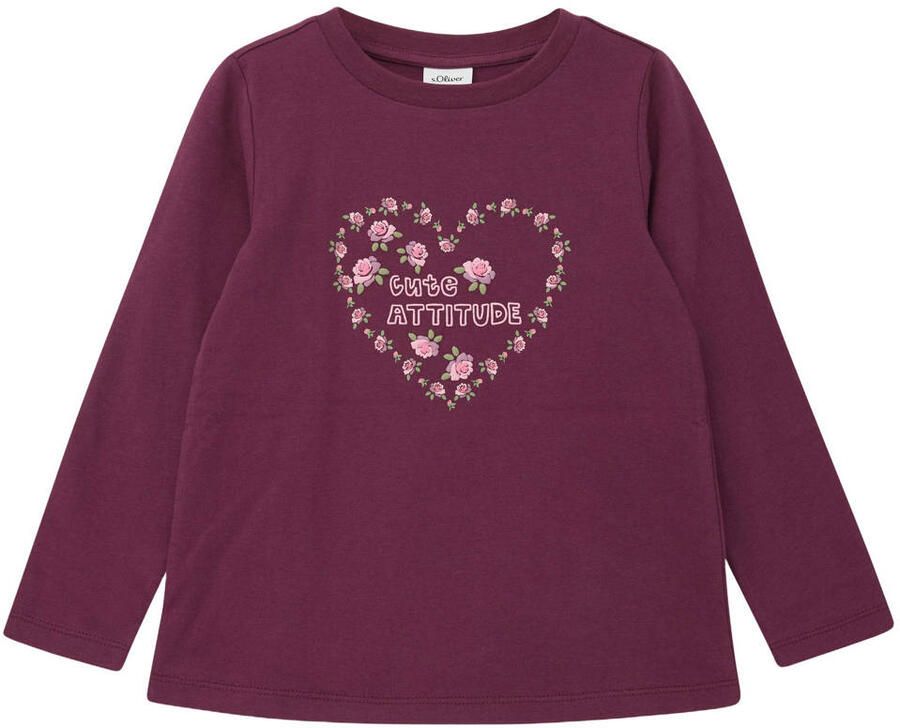S.Oliver longsleeve met print aubergine
