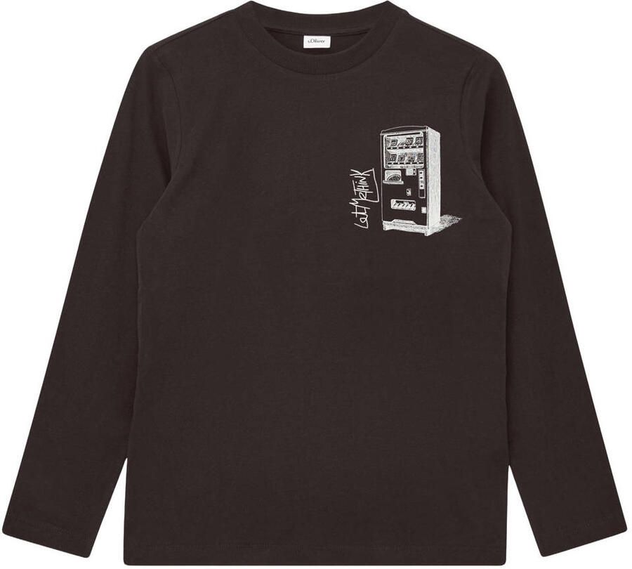 S.Oliver longsleeve met print donkerbruin