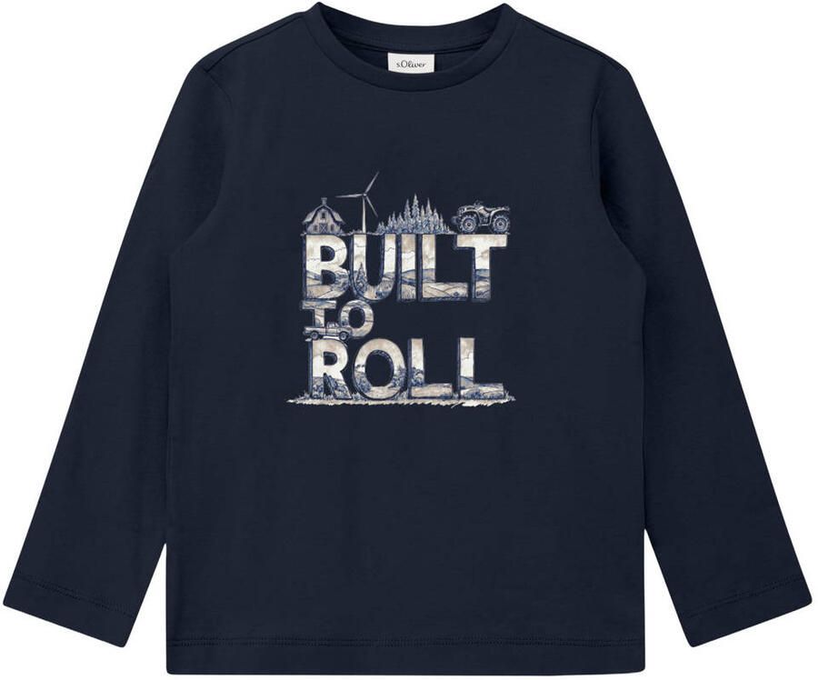 S.Oliver longsleeve met print en tekst marine