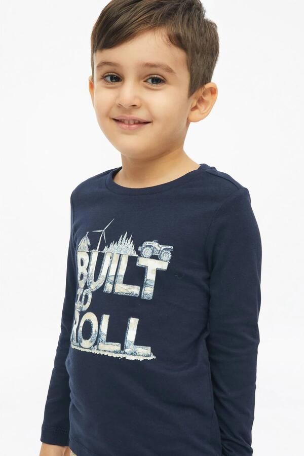 S.Oliver longsleeve met print en tekst marine Jongens Katoen Ronde hals - Foto 2