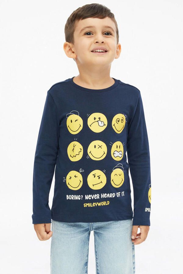 S.Oliver longsleeve met print marineblauw