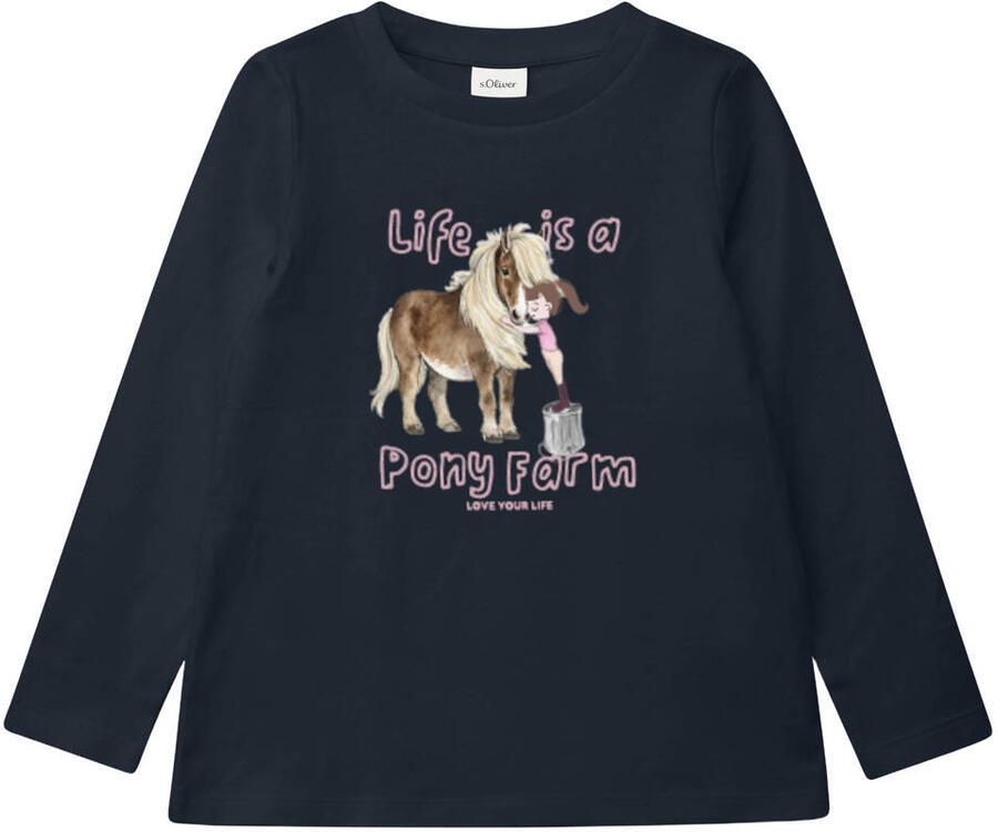 S.Oliver longsleeve met print marineblauw