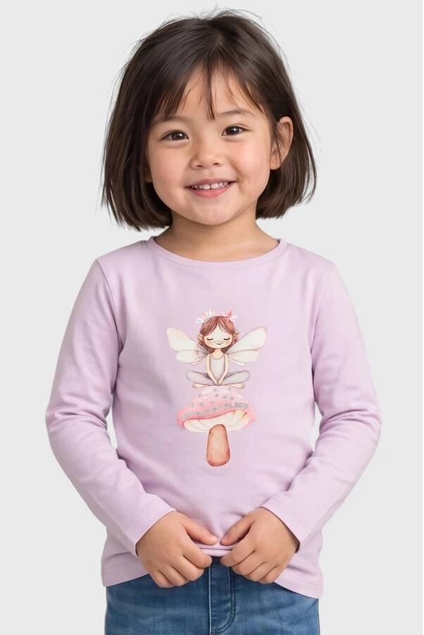 S.Oliver longsleeve met print roze Meisjes Katoen Ronde hals Printopdruk glitter