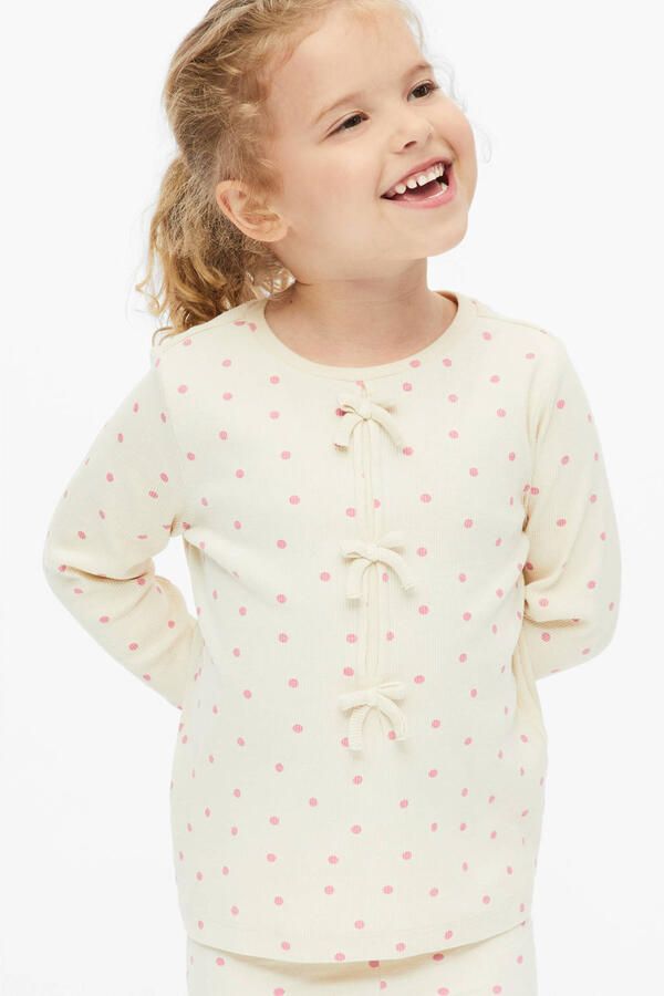 S.Oliver longsleeve met stippen ecru Meisjes Stretchkatoen Ronde hals - Foto 2