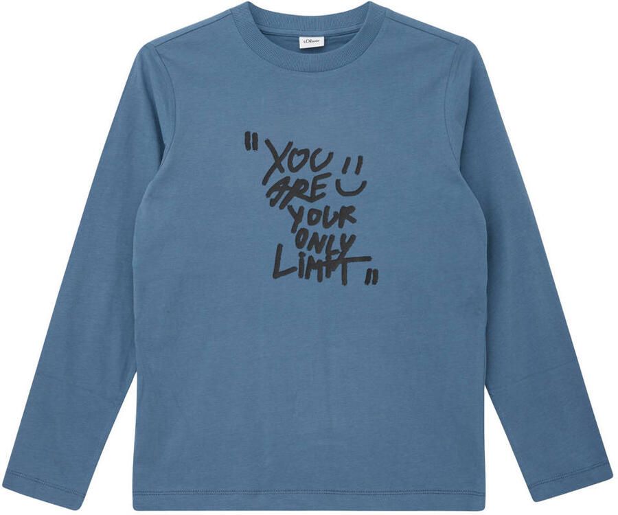 S.Oliver longsleeve met tekst blauw