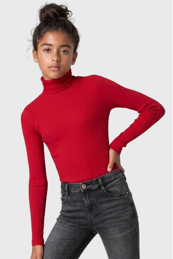 S.Oliver longsleeve rood Meisjes Katoen Col Effen