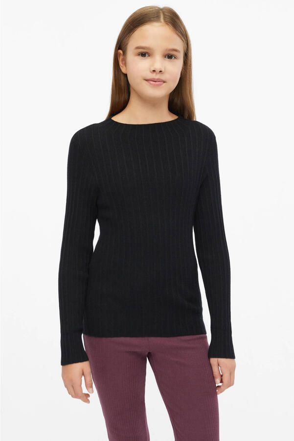 S.Oliver longsleeve zwart Meisjes Viscose Opstaande kraag Effen
