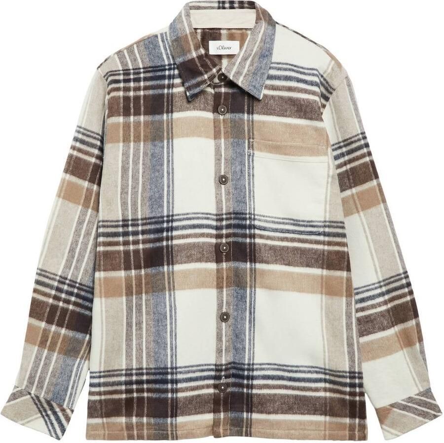 S.Oliver loose fit geruit overshirt beige