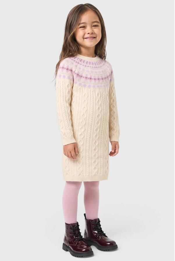 S.Oliver midi jurk ecru Meisjes Polyester Ronde hals Effen