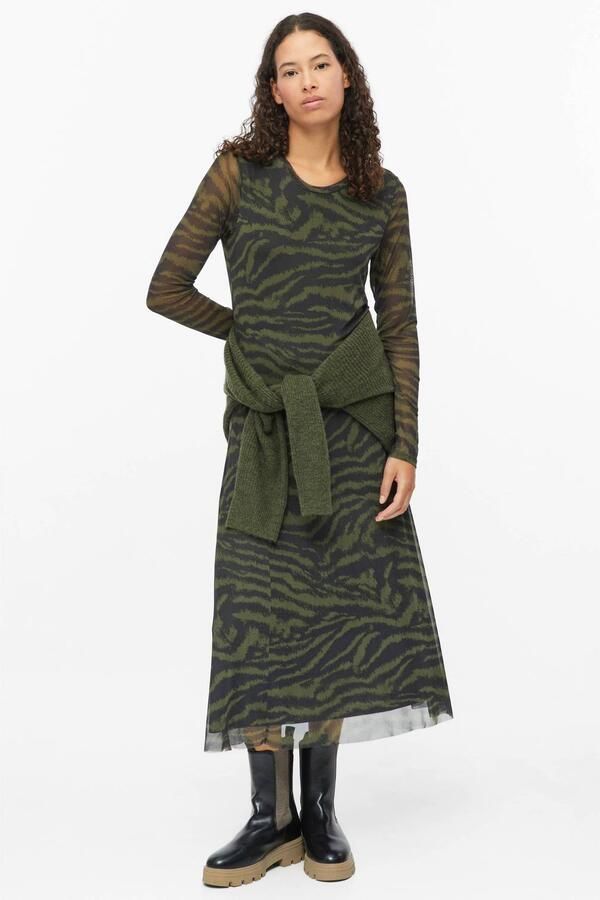 S.Oliver midi jurk met print kaki
