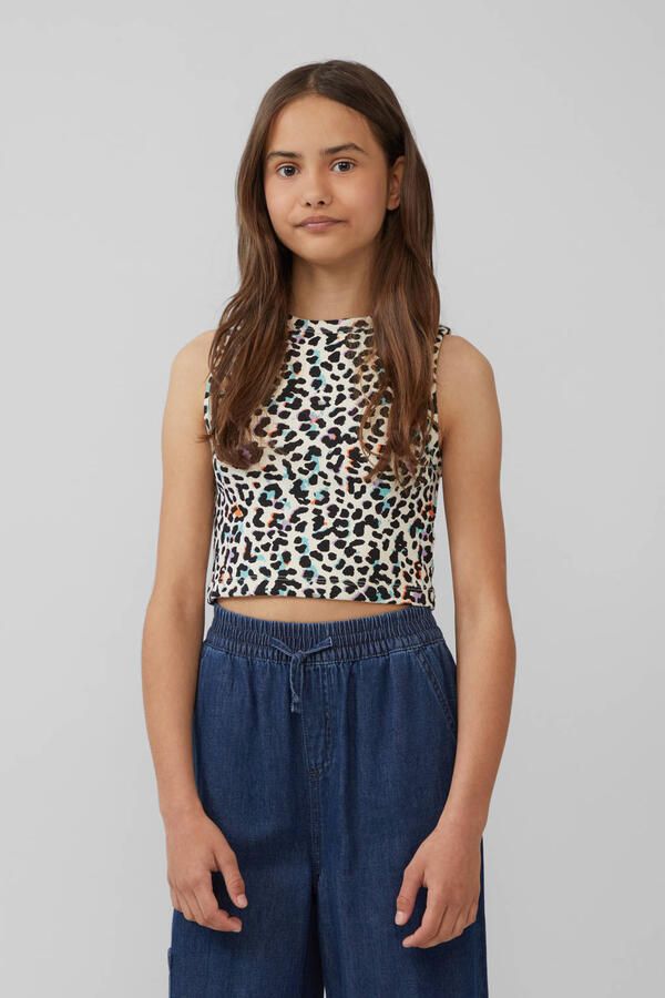 S.Oliver RED LABEL Junior Geribde tanktop van ribstof en met grafisch patroon