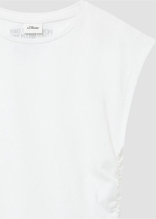 S.Oliver RED LABEL Shaped fit korte top van zuiver katoen met tekstprint