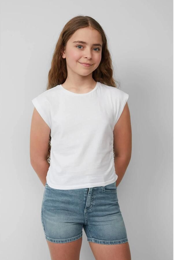 S.Oliver RED LABEL Shaped fit korte top van zuiver katoen met tekstprint - Foto 2