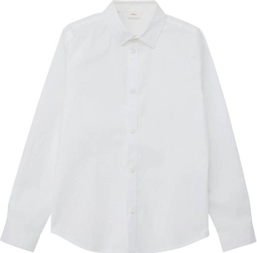 S.Oliver overhemd wit Jongens Stretchkatoen Klassieke kraag Effen 158 164