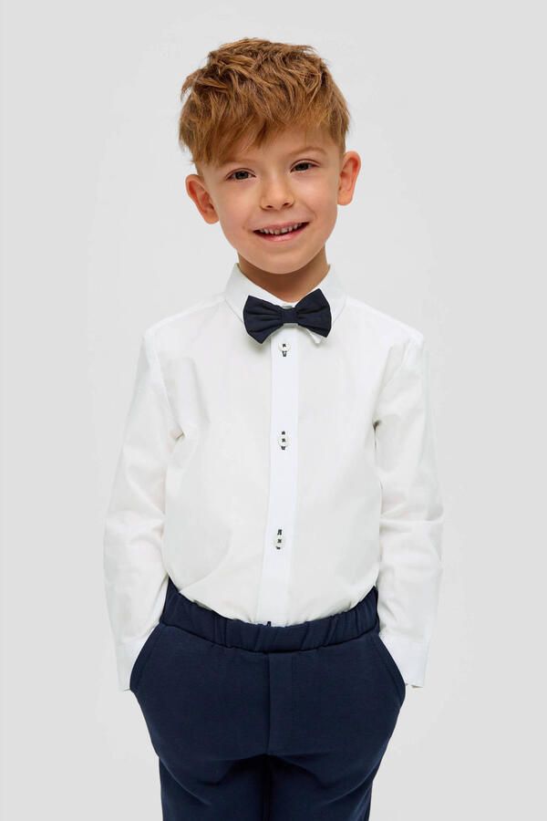 S.Oliver RED LABEL Junior Overhemd met lange mouwen met afneembare vlinderstrik voor jongens - Foto 2