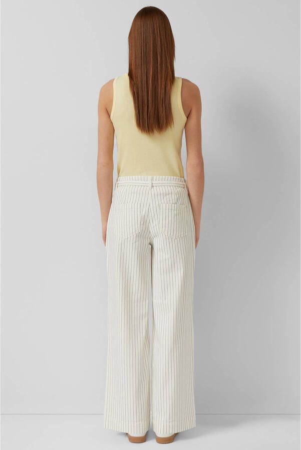 S.Oliver pantalon met ceintuur en krijtstreep beige - Foto 2