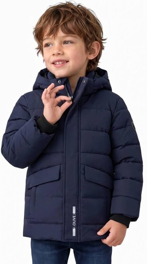 S.Oliver pufferjas donkerblauw Jongens Polyester Capuchon Effen