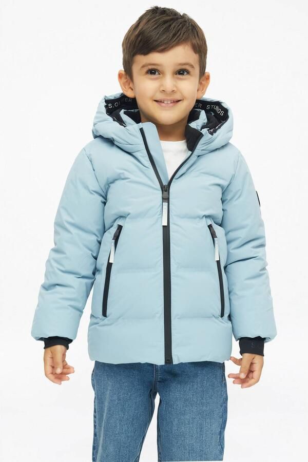 S.Oliver pufferjas lichtblauw Meisjes Polyester Capuchon Effen