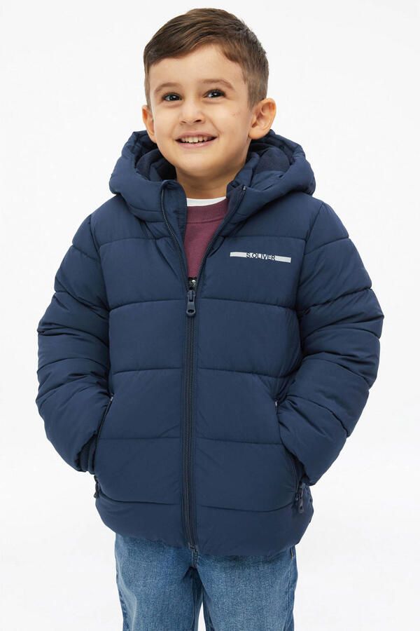 S.Oliver pufferjas marineblauw Jongens Polyester Capuchon Effen