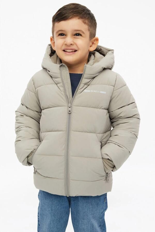 S.Oliver pufferjas zand Beige Jongens Polyester Capuchon Effen