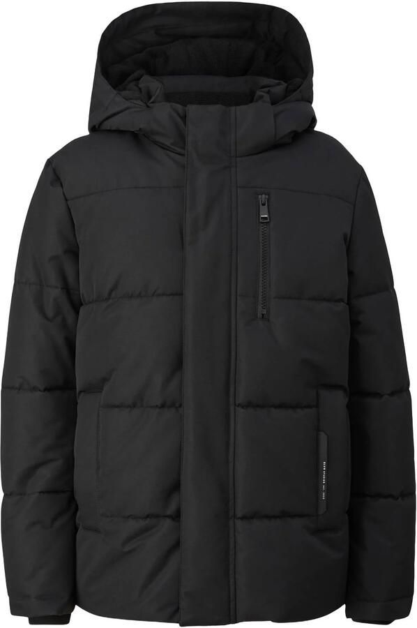 S.Oliver pufferjas zwart Jongens Polyester Capuchon Effen