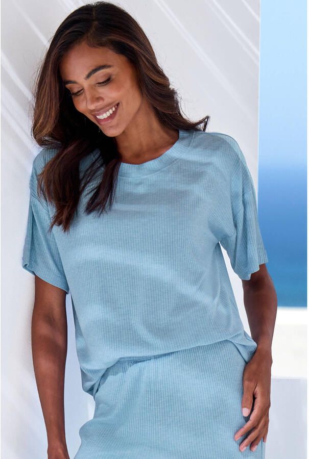 S.Oliver RED LABEL Beachwear Pyjama top elastisch ribmateriaal - Foto 2