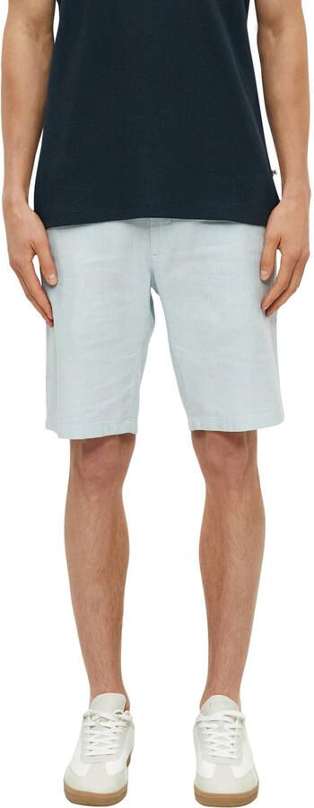 S.Oliver regular bermuda short met linnen lichtblauw