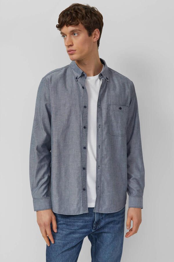 S.Oliver Regular casual overhemd blauw